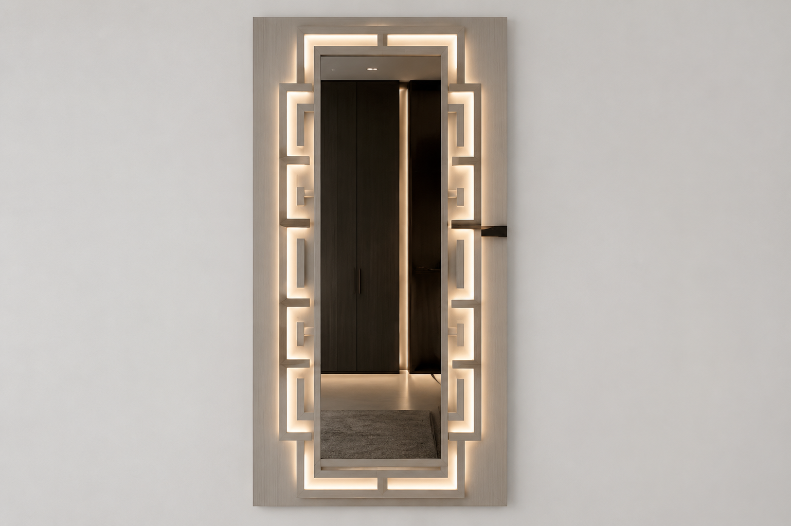Illuminated Geometric Wall Mirror